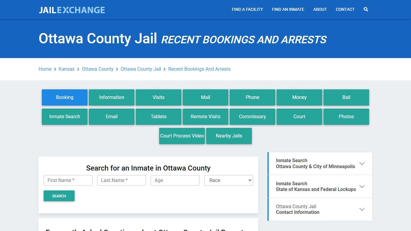 Ottawa County Jail KS Recent Arrests and Bookings - Jail Exchange